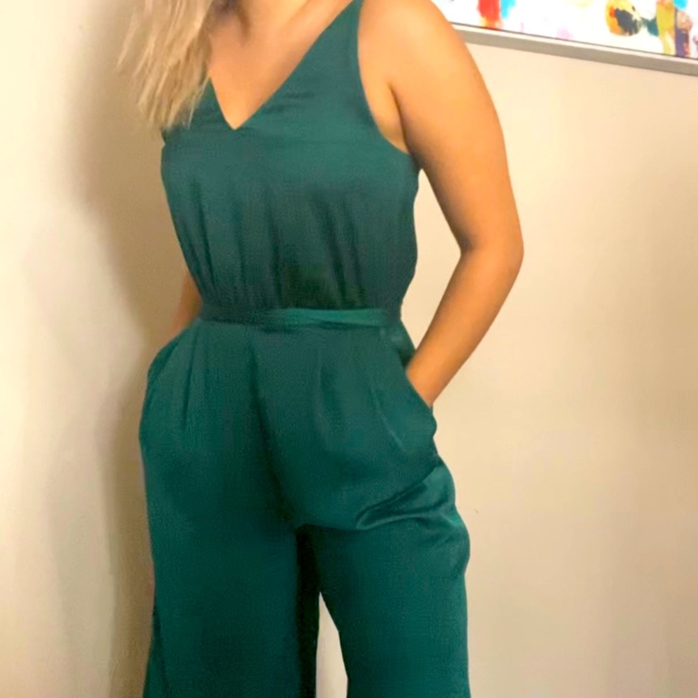 Emerald green satin material